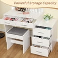 thumbnail image 3 of FANGSUM Large Vanity Set/Desk with Mirror and 10 LED Lights, Makeup Vanity Table with Lights and 5 Drawers, White Vanity Table Set with Stool and Storage Shelves, 3 of 8