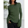thumbnail image 3 of Womens Bell Long Sleeve Tops Going Out Knitted Pullover Sweater 2025 Fall Fashion Lightweight Winter Shirts, 3 of 5