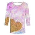 thumbnail image 4 of BLVB Valentines Day Shirts Women Heart Graphic Valentines Day T Shirts 3/4 Sleeve Casual Crewneck Tops Blouses, 4 of 4