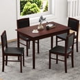thumbnail image 2 of Costway 5 PCS Dining Table Set for 4 with Rubber Wood Legs Upholstered Seat Padded Backrest Brown, 2 of 10