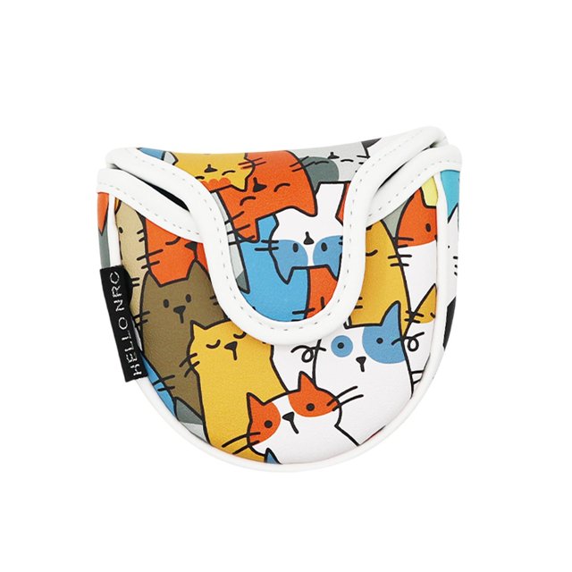 Siruishop Couvre-Tête de Putter de Golf Couvre-Tête de Putter de Golf Protection Léger Motif de Chats Mignons Manche pour Jeux de Golf Demi-Cercle
