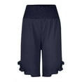 thumbnail image 3 of FAIWAD Linen Pants Women Knee Length Smocked High Waist Ruffles Shorts Summer Beach Flowy Boho Casual Pant, 3 of 5