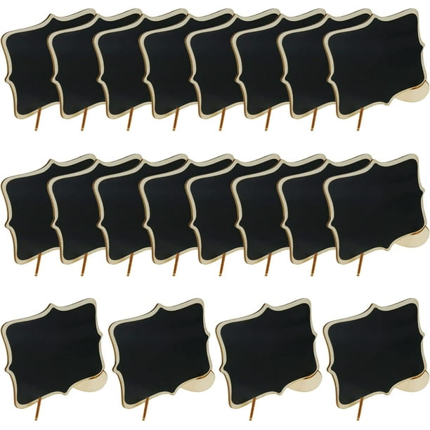 Mini Chalkboard Signs. 20 Pcs Rectangle Wooden Framed Chalkboard Labels with Easel Stand
