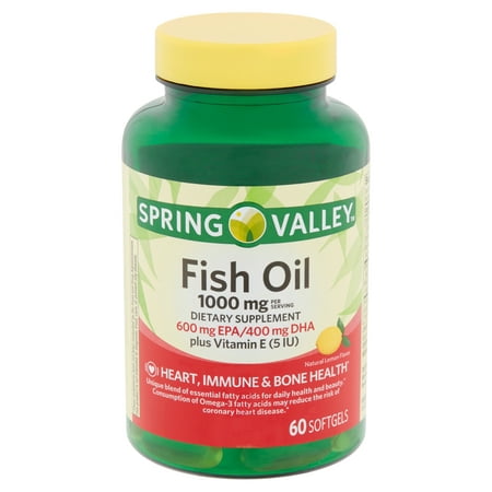 Spring Valley Fish Oil Softgels, 1000 mg, 60 (Best Fish Oil Without Mercury)