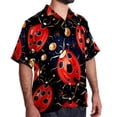thumbnail image 2 of Seven Starred Ladybird Men's Short Sleeve Poplin Shirt, Casual Printed Beach Button Down Summer Unisex Shirts, 2 of 6