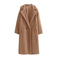 thumbnail image 3 of Chaquetas y abrigos casuales sin capucha de manga larga para mujer, cárdigan holgado de color liso para otoño e invierno, abrigo largo grueso y cálido de manga larga con peluche artificial para mujer, 3 of 5
