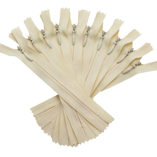 YaHoGa 10 cremalleras invisibles de 9.0 in que ocultan cremalleras para coser prendas de vestir, ropa, almohadas, manualidades (beige, 9.0 in)