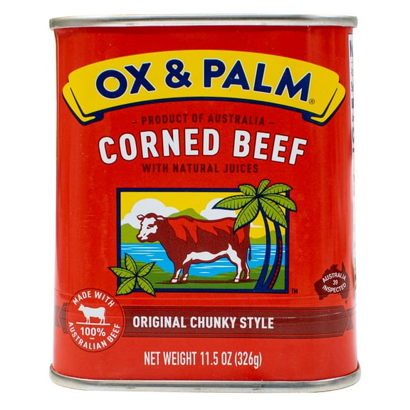 Ox & Palm Corned Beef Original Chunky Style in Tapered Can 11.5oz (Pack of 12)