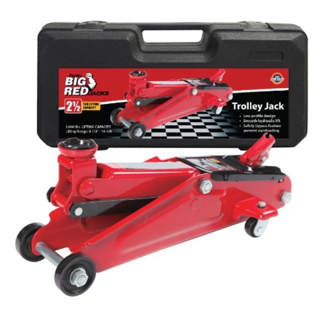 torin big red hydraulic trolley floor jack with carrying case, 2.5 ton