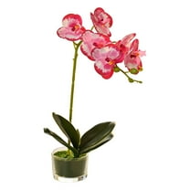 Phalaenopsis Potted Plants ,1 Pcs Glass Vase Artificial Orchid Flower Bonsai Viv Phalaenopsis Flowers Potting For Home Décor Table Centerpiece Room Decorations