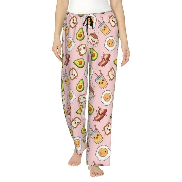 Balery Breakfast Pantalones de pijama para mujer, pijamas ultraligeros, pantalones de estar por casa-Medium
