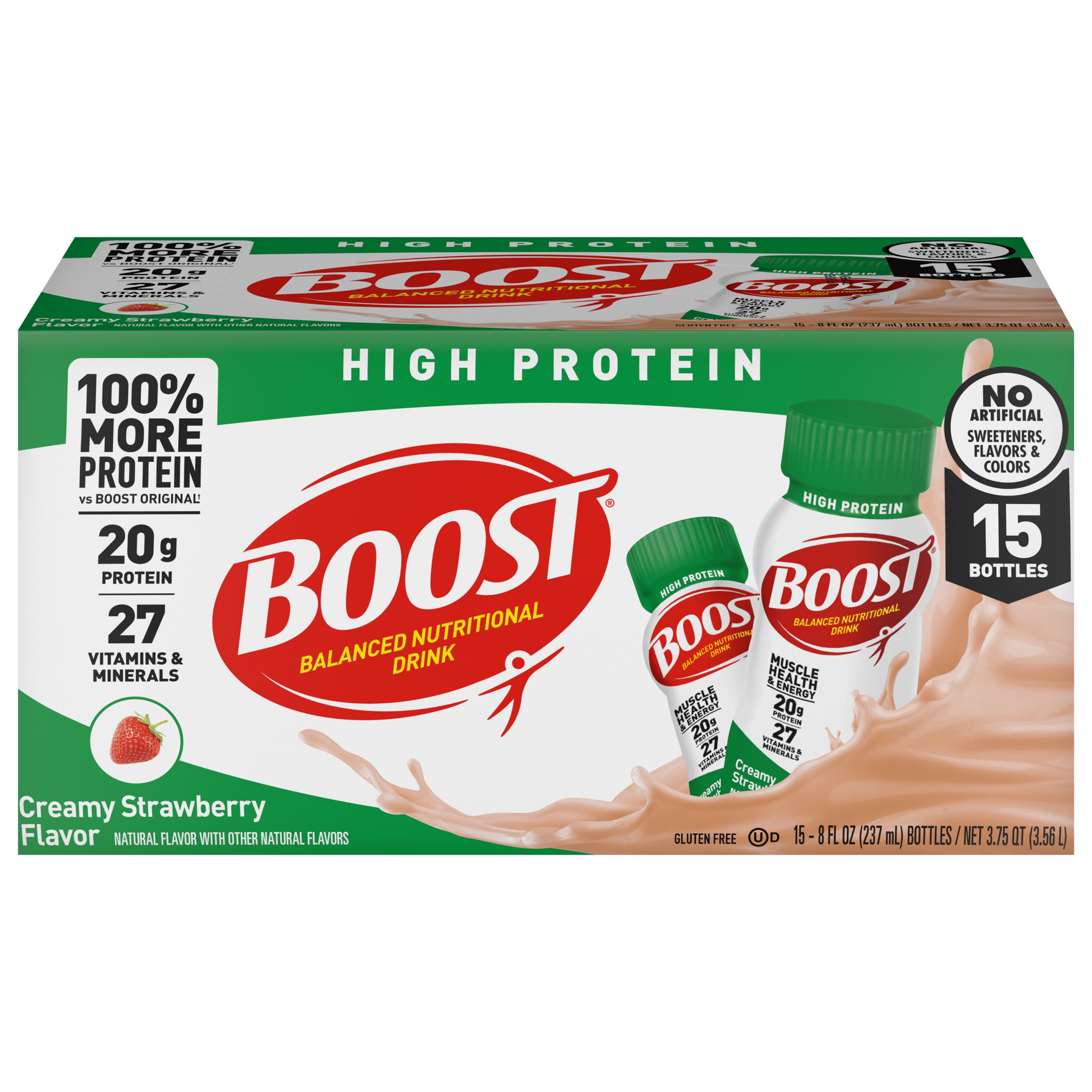 BOOST High Protein Ready to Drink Nutritional Drink, Creamy Strawberry, 15  - 8 FL OZ Bottles - Walmart.com