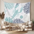 thumbnail image 2 of Turquoise Coastal Large Tapestry for Bedroom Wall Hanging Tapestry, Summer Lobster Coral Nautical Ceiling Backdrop Tapestries Poster Blanket Wall Decor for Teens Room Living Room Dorm 85" x 90", 2 of 8