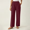 thumbnail image 4 of fatyb Womens Straight Leg Pants Elastic Waist Casual Long Pants Lightweight Plain Trousers with Pockets, 4 of 6