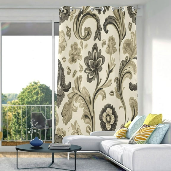 Artistic Paisley Floral Blackout Curtains 84"x52" Thermal Insulated Curtain 1 Panel
