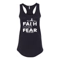 thumbnail image 2 of Wild Bobby, Faith Over Fear Psalm 118:6 White, Inspirational/Christian, Women Racerback Tank Top, Black, Small, 2 of 3
