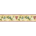 thumbnail image 2 of Concord Wallcoverings Wallpaper Border Floral Pattern Berries Flowers Hearts for Living Room Dining Area White Green Red Yellow 4.25 Inches by 15 Feet KC063223B, 2 of 4