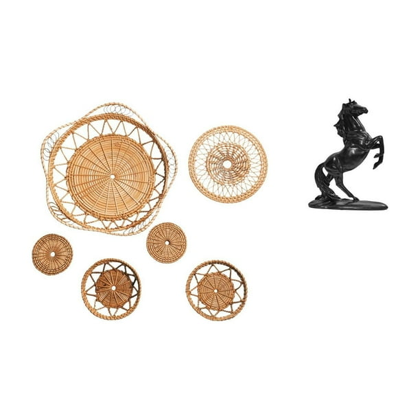 Manualidades de pared,Decoración para colgar en la pared,ratán artesanal tejido,Juego de decoración de pared Adorno decorativo para colgar en la pared,Estatua del caballo,Estatua de