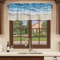 thumbnail image 6 of Blue Coastal Beach Curtain Valances for Windows, Kitchen Valance Window Treatments Panel 2 Pack, Summer Seaside Nautical Beige Rod Pocket Short Curtains for Bathroom Bedroom 54 x 18 Inch, 6 of 8