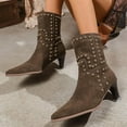 thumbnail image 5 of Bnwani Women Boots Winter Fashion Pointed Toe Low-Heel Ankle Comfortable Casual Solid Boot Brown Size 6, 5 of 9