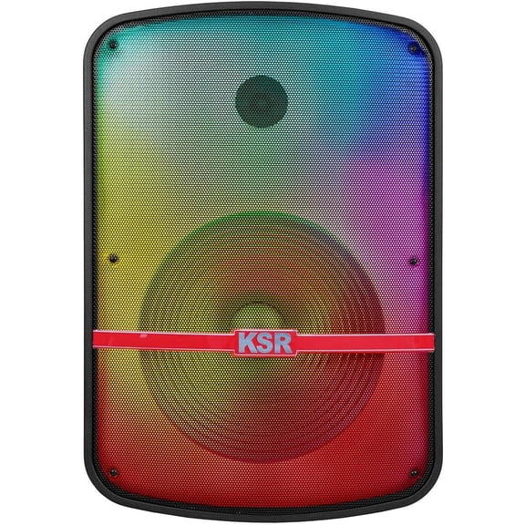 BAFLE KSR MSA-9015SC 15 PUL LUZ RECARGABLE BT RADIO FM NINJA NEGRO