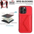 thumbnail image 4 of Allytech iPhone 13 Pro Wallet Case with Hand Wrist, PU Leather RFID Blocking Cards Slots Shockproof Stand Feature Bumper Magnetic Closure Slim Shell Phone Case for Apple iPhone 13 Pro, Red, 4 of 7