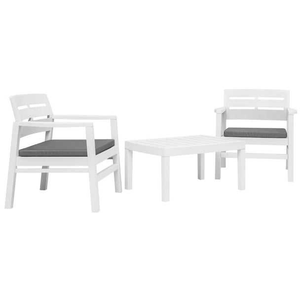 Dioche 3 Piece Garden Lounge Set Plastic White Outdoor Furniture Sets Com Outdoor Furniture Sets, White Plastic Garden Furniture Sets