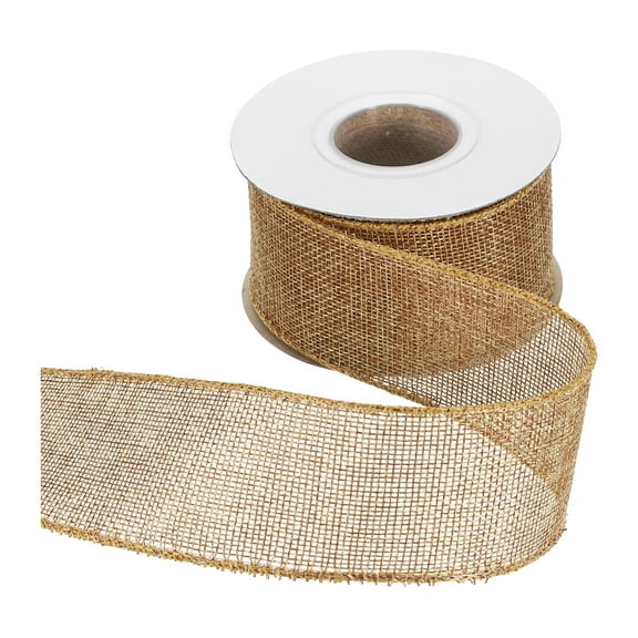 Uxcell Burlap Wired Ribbon 2" x 10 Yard Wired Edge Ribbon Woven Strap, Gold Yellow