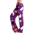 thumbnail image 3 of IYYVV Women'S Halloweens Pajama Pants Funny Lantern Print Drawstring House Bottom Stretch Lounge Spooky Ghost Lounge Pants Dark Purple S, 3 of 6