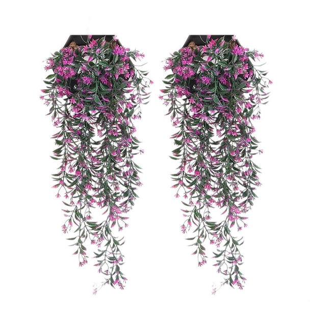 TQEHS Flores artificiales colgantes para decoración de interiores y exteriores de paredes y casas. R2K7