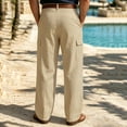 thumbnail image 6 of Mens Baggy Cargo Pants Cotton Linen Button Closure Loosepants Casual Outdoors Work Khaki L, 6 of 8