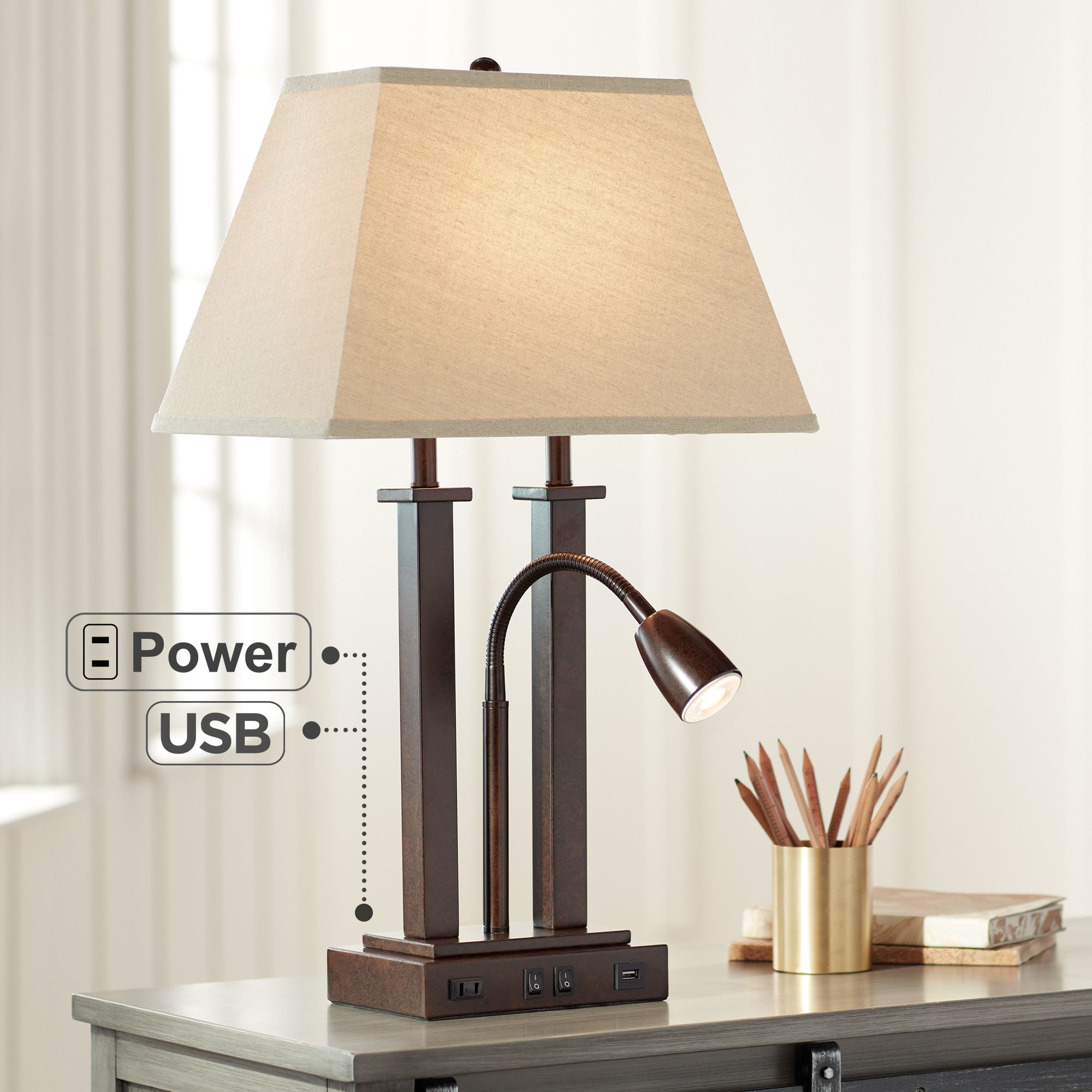 NEW Rural Style Table Lamp Bedroom Desk Light Reading Lights Lighting Dimmable 