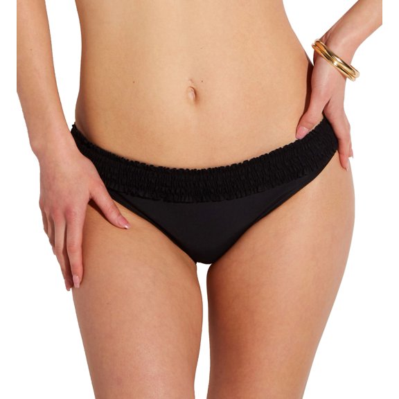 Women's Pour Moi 13213 Free Spirit Frill Waist Brief Swim Bottom (Black XL)