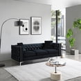 thumbnail image 4 of Miekor Furniture 2 Piece Modern Velvet Living Room Set with Sofa and Loveseat,Jeweled Button Tufted Copper Nails Square Arms Black,4 Pillows Included S00013, 4 of 9