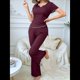 thumbnail image 5 of Conjunto de Pijama de 2 Piezas para Mujer de Corta con Pantalón , Pijama Suave y Ropa de Dormir Informal. Vino Tinto XL, 5 of 9
