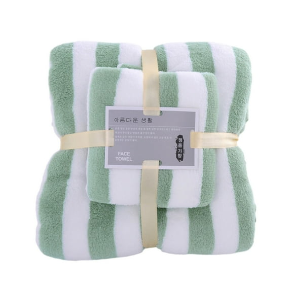 Btomtd 2pcs Velvet Bath Towels Set for Adults Highly Absorbent and Soft Face and Bath Towel Set Comfortable Towels Set for Bathroom Use, Green