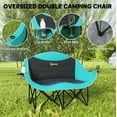 thumbnail image 3 of Outsunny Padded Folding Camp Chair for Adults  Double Camping Chairwith Armrests  Cup Holders  Carry Bag for Outdoor  Green, 3 of 5