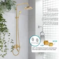 thumbnail image 2 of Bathroom Gold Rainfall Shower Faucet Set Tub Spout Mixer Tap W/Hand Shower, 2 of 9