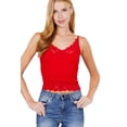 thumbnail image 1 of ShezPretty Women's Stylish V- Neck Seamless Lace Rib Cami Tank Top (Large, Red), 1 of 6