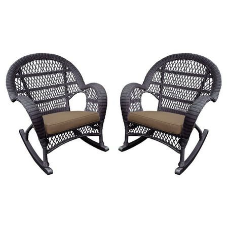 Jeco Santa Maria Wicker Patio Rockers with Optional Cushion - Set of 2
