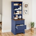 thumbnail image 2 of Uforic 71" Tall Bookcases with 3 Drawers& 4 Shelves, Storage bookshelf Display Shelf for Home Office, Blue, 2 of 9