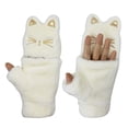 thumbnail image 3 of WJCA Mitaines Convertibles à Rabat pour Femmes, Conception Chaude et Douce en Peluche de Chat comme Gants Sans Doigts, pour les Activités Extérieures d'Hiver des Filles, Noir, 3 of 7