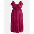 thumbnail image 4 of Terra & Sky Women’s Plus Sweetheart Maxi Dress with Short Flutter Sleeves, Sizes 0X-5X, 4 of 4