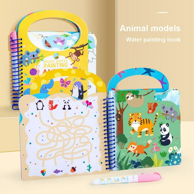 Livre de Coloriage à l'Eau pour Tout-Petit Réutilisable Portable Dessin Jouet d'Éveil pour Enfant de 2 à 5 Ans Océan