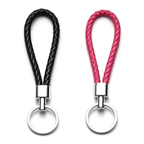 Key Chain Rope Llando 2pcs Leather Chain Ring Strap Rope Car Fob Cord Holder for Silicone ...