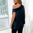 thumbnail image 4 of hotojiny One Shoulder Tops for Women Going out Short Sleeve Summer Top Flowy Asymmetrical Hem Satin Blouse Fashion Clothes, 4 of 7