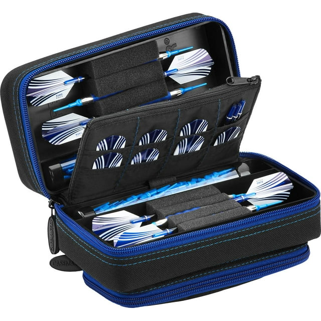 Funda para dardos Casemaster Plazma Pro negra con cremallera de zafiro