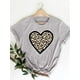 thumbnail image 2 of Camiseta de manga corta para mujer, ropa con estampado de leopardo, corazón de amor, tendencia bonita, informal, 2 of 5