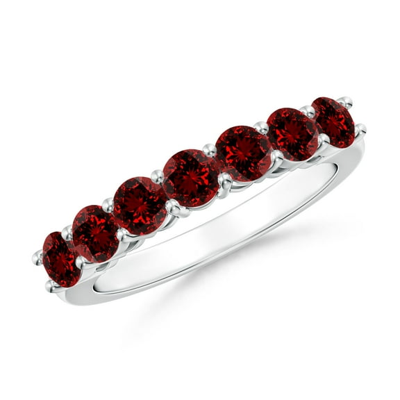 ANGARA Lab Grown 1.61 Ct Half Eternity Seven Stone Ruby Wedding Band for Women in 925 Sterling Silver (Size-3.5mm) | July Birthstone, Anniversary, Jewelry Gift for Women | Lab-Grown Ruby Ring