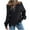 Black, variant on Womens Slouchy Long Sleeve Sweaters Retro Raw Hem Distressed Shirts Casual Hollow Out Crochet Pullover Tops Off the Shoulder Knitwear Sweater Top